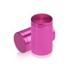 (Set of 4) 1'' Diameter X 1-1/2'' Barrel Length, Affordable Aluminum Standoffs, Rosy Pink Anodized Finish Standoff and (4) 2216Z Screws and (4) LANC1 Anchors for concrete/drywall (For Inside/Outside) [Required Material Hole Size: 7/16'']