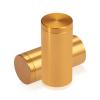 1'' Diameter X 2'' Barrel Length, Affordable Aluminum Standoffs, Gold Anodized Finish Easy Fasten Standoff (For Inside / Outside use) [Required Material Hole Size: 7/16'']