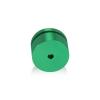 (Set of 4) 1-1/4'' Diameter X 1/2'' Barrel Length, Affordable Aluminum Standoffs, Green Anodized Finish Standoff and (4) 2216Z Screws and (4) LANC1 Anchors for concrete/drywall (For Inside/Outside) [Required Material Hole Size: 7/16'']