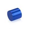 (Set of 4) 1-1/4'' Diameter X 1'' Barrel Length, Affordable Aluminum Standoffs, Blue Anodized Finish Standoff and (4) 2216Z Screws and (4) LANC1 Anchors for concrete/drywall (For Inside/Outside) [Required Material Hole Size: 7/16'']