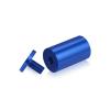 (Set of 4) 1-1/4'' Diameter X 2'' Barrel Length, Affordable Aluminum Standoffs, Blue Anodized Finish Standoff and (4) 2216Z Screws and (4) LANC1 Anchors for concrete/drywall (For Inside/Outside) [Required Material Hole Size: 7/16'']