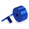 (Set of 4) 2'' Diameter X 1'' Barrel Length, Affordable Aluminum Standoffs, Blue Anodized Finish Standoff and (4) 2216Z Screws and (4) LANC1 Anchors for concrete/drywall (For Inside/Outside) [Required Material Hole Size: 7/16'']