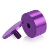 (Set of 4) 2'' Diameter X 1'' Barrel Length, Affordable Aluminum Standoffs, Purple Anodized Finish Standoff and (4) 2216Z Screws and (4) LANC1 Anchors for concrete/drywall (For Inside/Outside) [Required Material Hole Size: 7/16'']