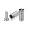 1/2'' Diameter x 1'' Barrel Length, Stainless Steel Glass Standoff Satin Brushed Finish Grade 304  (Indoor or Outdoor Use) [Required Material Hole Size: 5/16'']