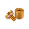 1'' Diameter X 3/4'' Barrel Length, Aluminum Flat Head Standoffs, Gold Anodized Finish Easy Fasten Standoff (For Inside / Outside use) Tamper Proof Standoff [Required Material Hole Size: 7/16'']