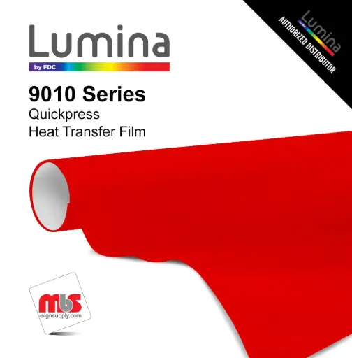 12" x 10 ft Lumina® 9010 Semi-Matte Red 2 Year Unpunched 3.5 Mil Heat Transfer Vinyl (Color code 001)