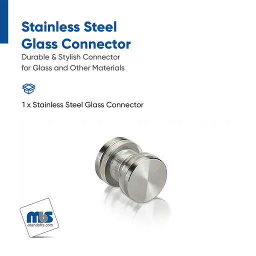 1/2" Diameter Material Connector For Glass or other Material (Stainless Steel Satin Brushed)