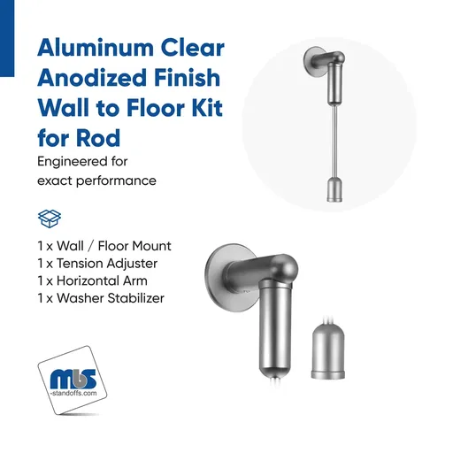 Wall-to-Floor Mounts for 1/4" Diameter Rod - Aluminum (Sold without Rod)