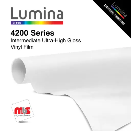[LU4200-002-350] 3" x 50 Yards Lumina® 4200 High Gloss White 5 Year Unpunched 2.8 Mil Calendered Vinyl Film (Color Code 002)