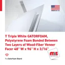 48'' W x 96'' H x 3/16'' T Triple White GATORFOAM, Polystyrene Foam Bonded Between Two Layers of Wood-Fiber Veneer Facer