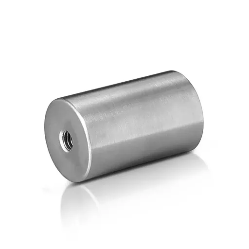 [S125-200SPE] 5/16-18 Threaded Barrels Diameter: 1 1/4'', Length: 2'', Brushed Satin Finish only one end thread [Required Material Hole Size: 3/8'' ]