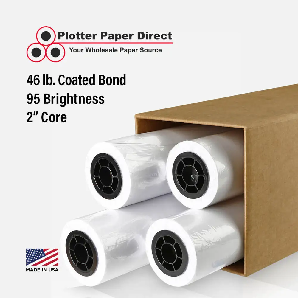 24" x 150' Roll - 46# Coated Bond - 2" Core (Pack of 4)
