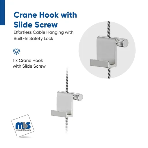 [H101NK] L-Hook with Side Screw "Nickel Plating" Finish  (For Cable Diameter 0.06" to 0.08")