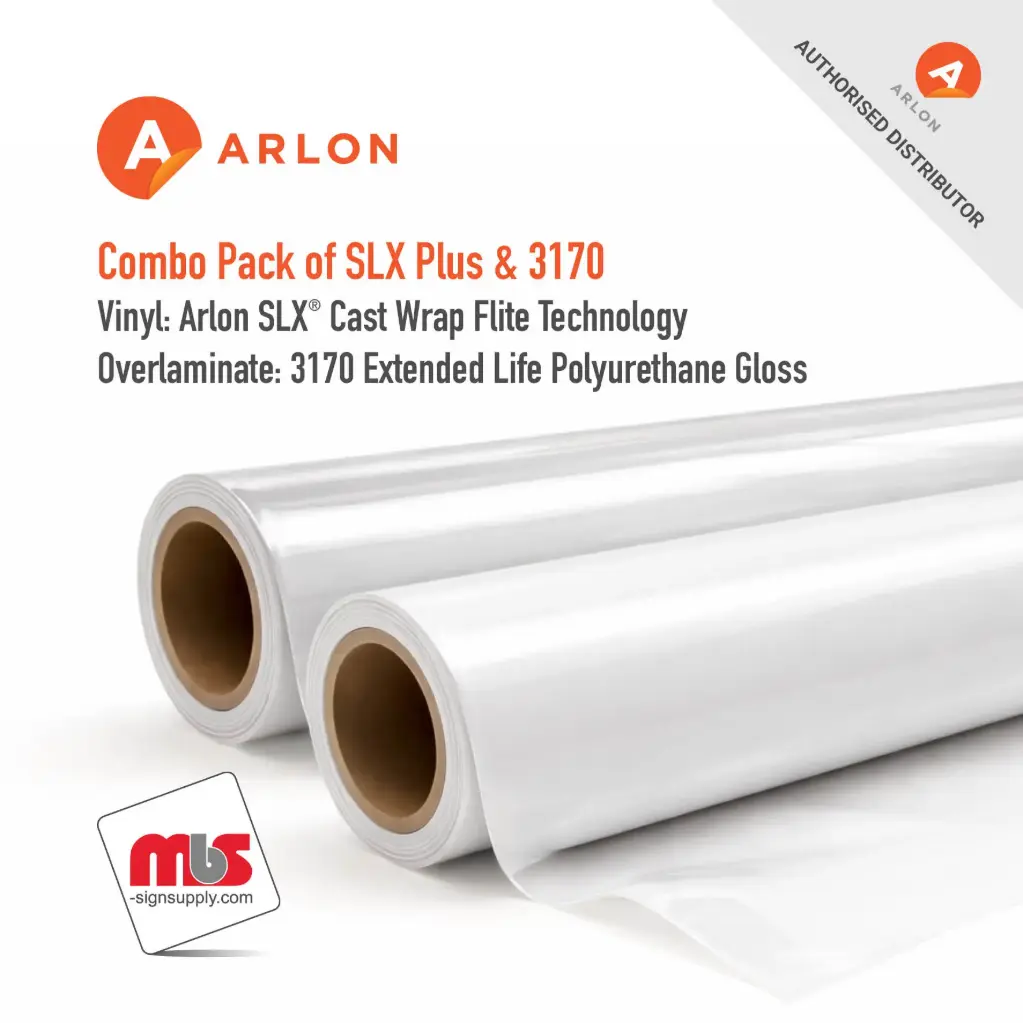 60'' x 50 Yard Roll - Combo Pack of Arlon SLX Plus Digital Print Media with Ultra Repositionable Adhesive and Arlon 3170 1.3 mil Polyurethane Overlaminate