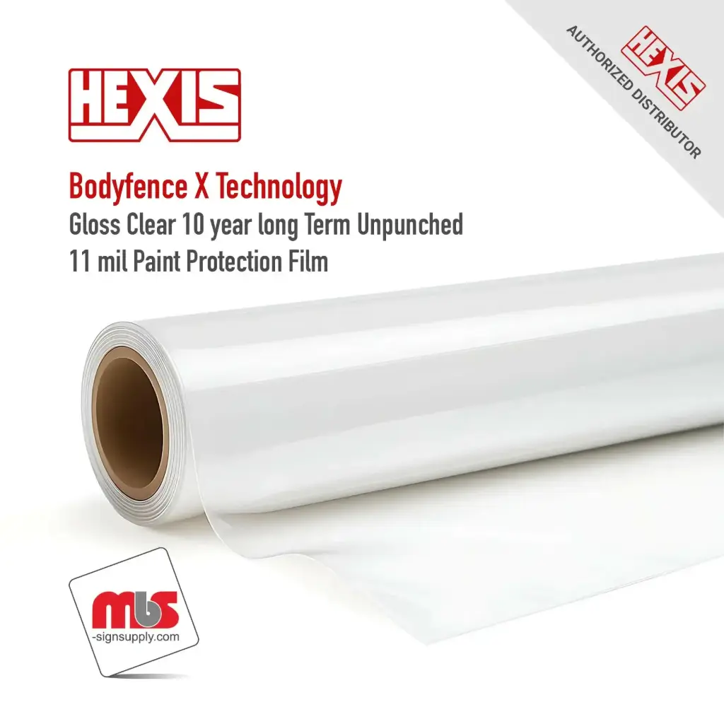 60' x 65 ft Hexis Gloss Clear 10 year long Term Unpunched 11 mil Paint Protection Film (Color Code: C300)(Hexis Part#: CARPRO300)