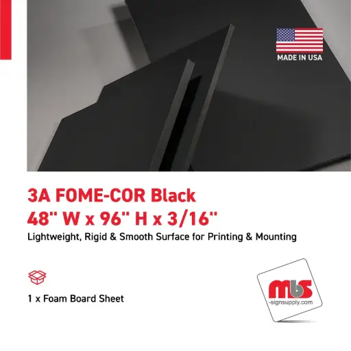 [3AFC4896-3/16BK] 48" x 96" x 3/16" 3A FOME-COR Black