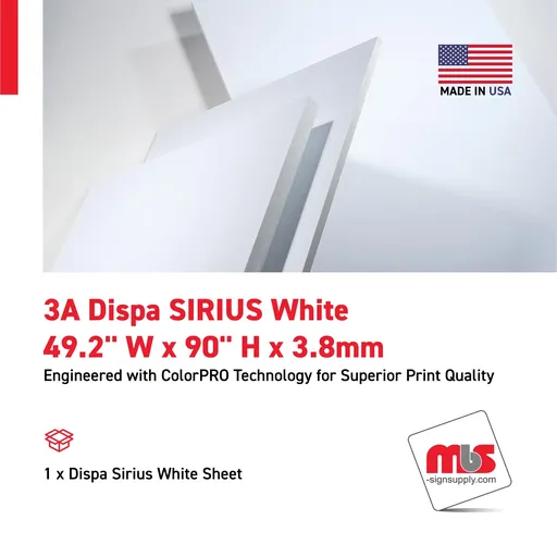 [3ADP4990-3W] 49.2" x 90" x 3.8mm 3A Dispa SIRIUS White
