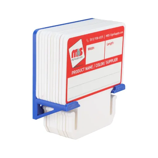 [MTC3WBL-K10] White MediaCards Kit for Vinyl Roll Storage - 10 Rewritable Double-Sided Cards for 3 Core Rolls with Blue Magnetic Organizer - Label & Track Media Easily