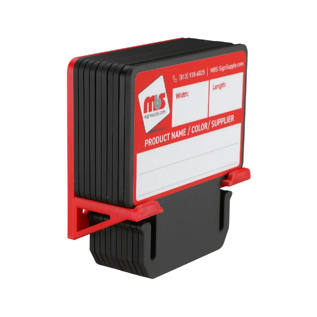 Black MediaCards Kit for Vinyl Roll Storage - 10 Rewritable Double-Sided Cards for 3 Core Rolls with Red Magnetic Organizer - Label & Track Media Easily