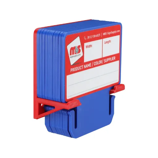 [MTC3BLR-K10] Blue MediaCards Kit for Vinyl Roll Storage - 10 Rewritable Double-Sided Cards for 3 Core Rolls with Red Magnetic Organizer - Label & Track Media Easily