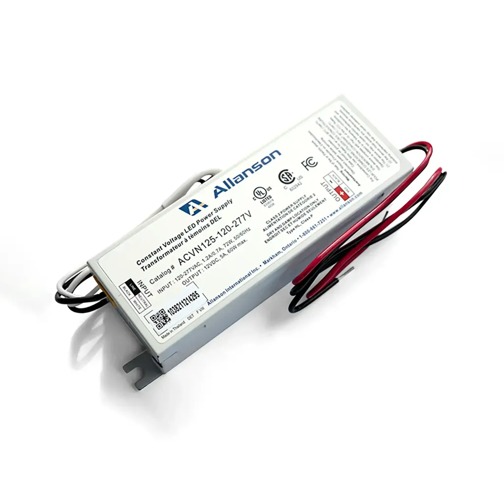 Allanson Normal Power Factor 12V DC 120-277V AC 60 Watt Power Supply