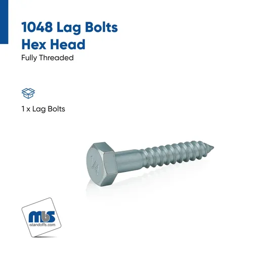[1048] Lag Bolts, Hex Head, Zinc Plated Steel, 1/4" x 2"