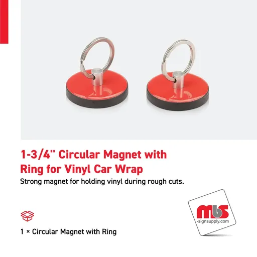 [WM-0106] 1-3/4" Circular Magnet with  Ring for Vinyl Car Wrap
