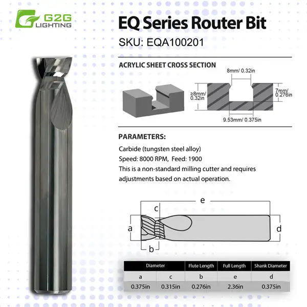 G2G EQ Series Router Bit (9/32'')