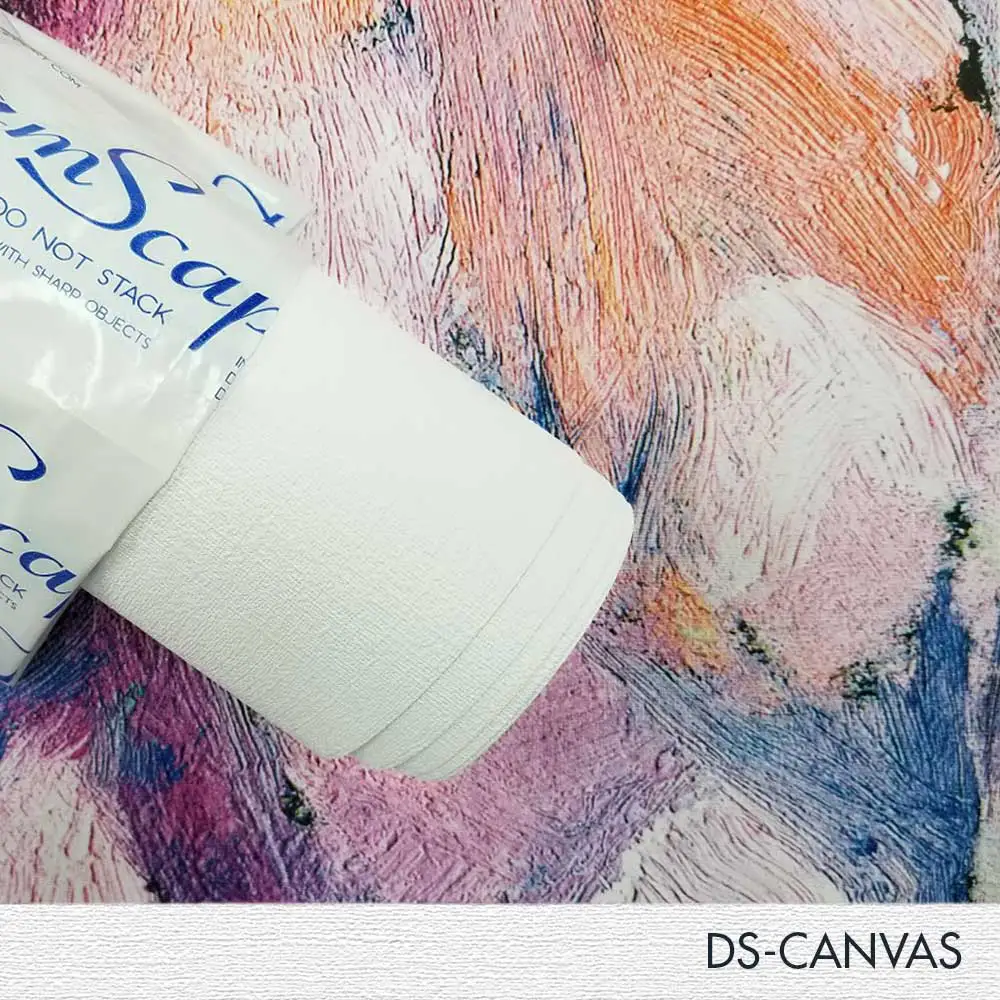 54" x 100 Yards Roll - DreamScape Premium Polymeric Printable White Vinyl WallWrap - Canvas Texture - 21.0 Mil - Clear Back Permanently Repositionable Adhesive
