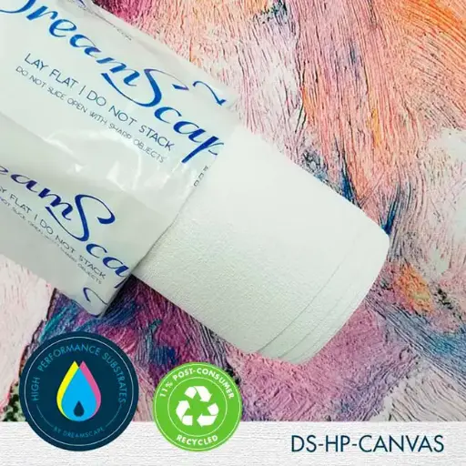 [DS-HPCS20-5450] 54'' x 50 Yards Roll - DreamScape Premium Polymeric Printable White Vinyl WallWrap - Canvas Texture - 27.0 Mil - Clear Back Permanently Repositionable Adhesive