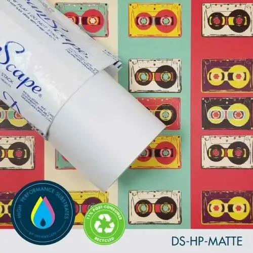 [DS-HPMATTE20-5450] 54'' x 50 Yards Roll - DreamScape Premium Polymeric Printable White Vinyl WallWrap - Matte Texture - 27.0 Mil - Clear Back Permanently Repositionable Adhesive