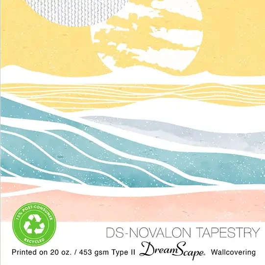 27" x 5 Yards Roll - DreamScape Premium Polymeric Printable White Vinyl WallWrap - Novalon Tapestry Texture - 20.0 Mil - Clear Back Permanently Repositionable Adhesive