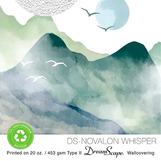 27'' x 5 Yards Roll - DreamScape Premium Polymeric Printable White Vinyl WallWrap - Novalon Whisper Texture - 20.0 Mil - Clear Back Permanently Repositionable Adhesive