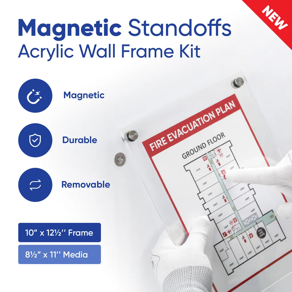 Set of 4 Magnetic Standoff Kits with Acrylic