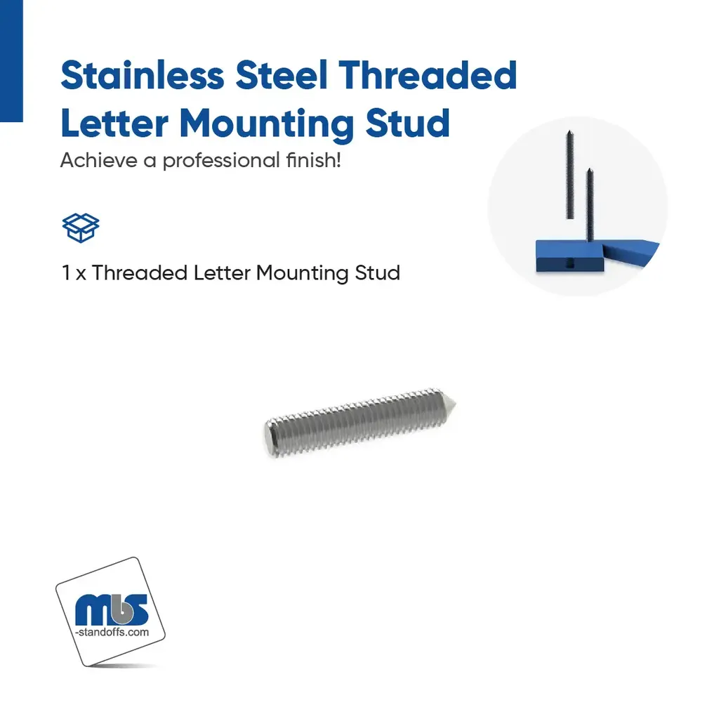 .11'' Diameter 4-40 Stainless Steel Letter Mounting Stud