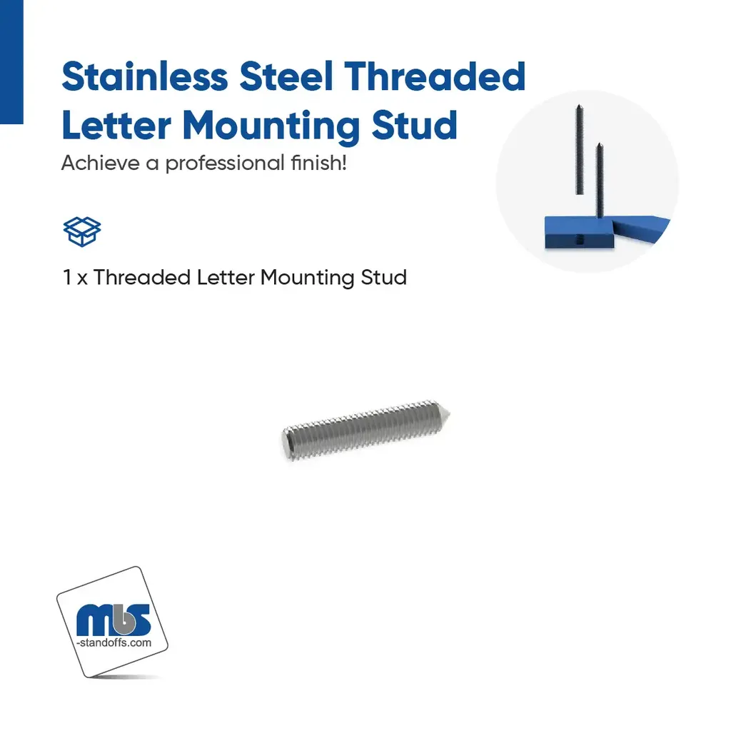 5/16'' Diameter 5/16-18 Stainless Steel Letter Mounting Stud
