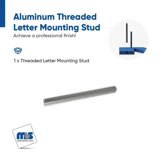 1/4'' Diameter 1/4-20 Aluminum Letter Mounting Stud