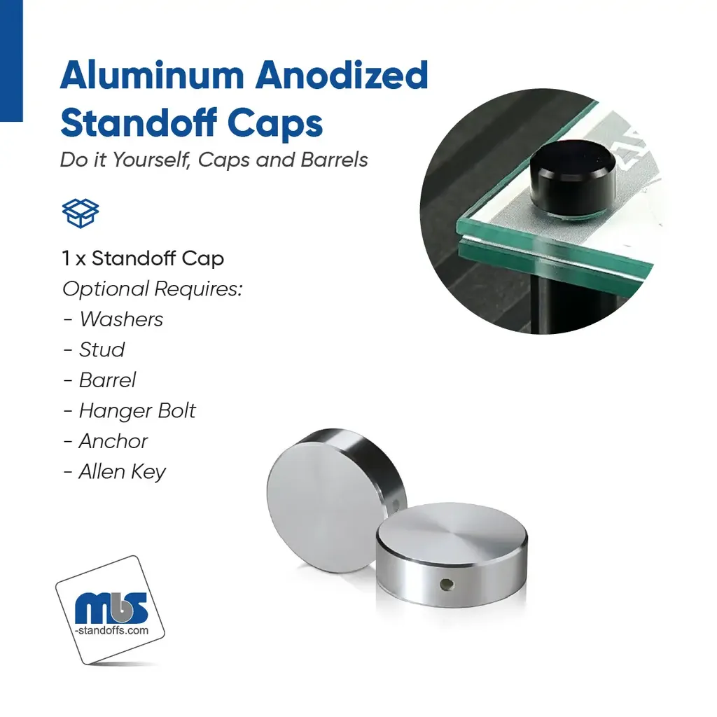 1" Diameter, 5/16-18 Threaded Locking Caps - 3/8" Hole Required