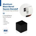 3/4" Diameter, 5/16-18 Threaded Square Barrels - 3/8" Hole Required