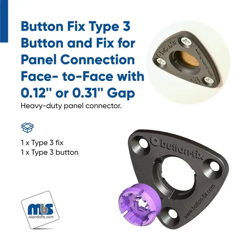 Type 3 Fix + Button Kits - Face-to-Face Panel Connection with 0.12'' or 0.31'' Gap