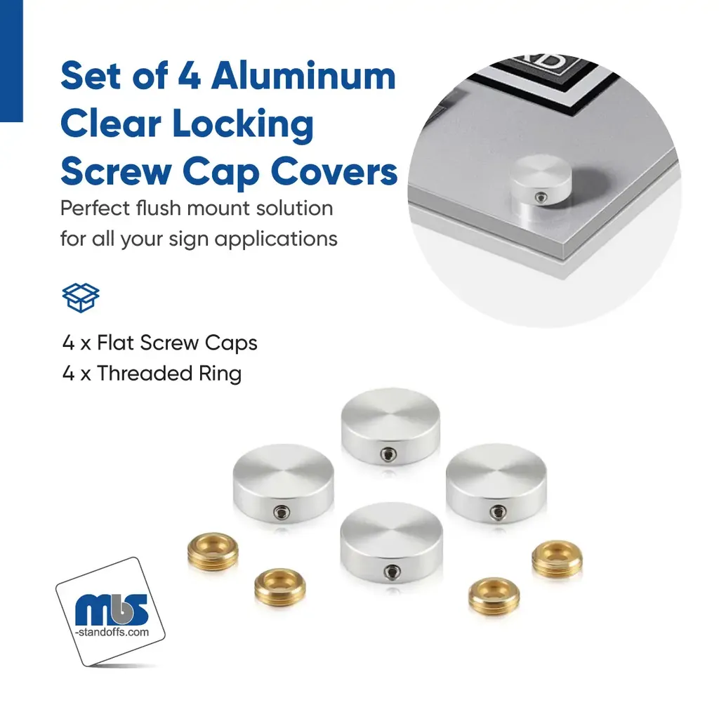 13/16" (3/4") Diameter Locking Flat Head Screw Covers - Set of 4