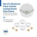 Set of 4 Conical Locking Screw Cover, Diameter: 7/8", Aluminum Titanium Finish (Indoor or Outdoor Use)