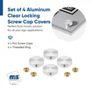 Set of 4 Locking Screw Cover, Diameter: 1", Aluminum Titanium Finish, (Indoor or Outdoor Use)