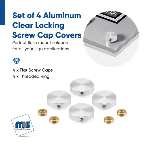 1" Diameter Locking Flat Head Screw Covers - Set of 4