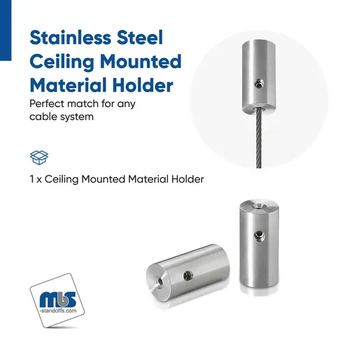 Single Mounted Ceiling Mount for 1/16" Diameter Cable Suspended System