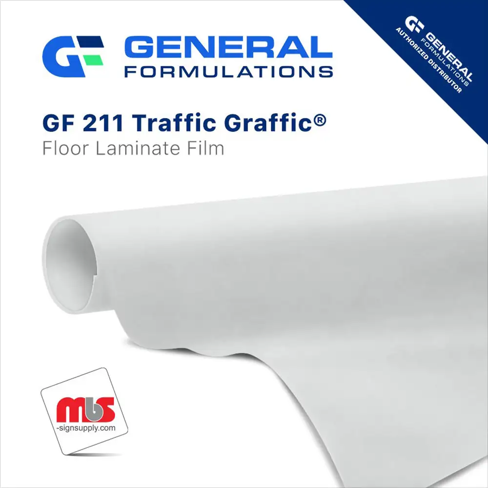 [GF211-5450] 54" x 50 Yard Roll - General Formulations 211 6 Mil Gloss Clear Light Emboss 1 Year Overlaminate w/ Clear Permanent Adhesive Traffic Graffic UL410 approved