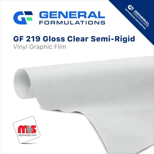 [GF219-5430] 54" x 30 Yard Roll - General Formulations 219 6 Mil Gloss Clear Semi-Rigid 3 Years Vinyl w/ Clear Low-Tack Removable Adhesive