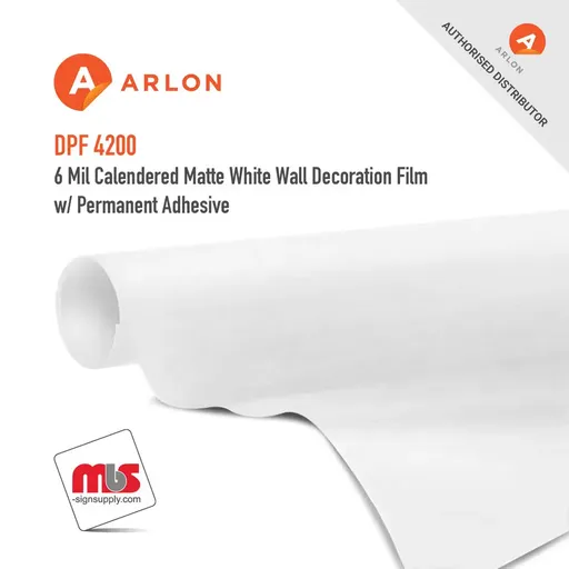 Arlon DPF 4200 Calendered Matte White Wall Decoration Film w/ Permanent Adhesive
