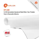 54" x 50 Yard Roll - Arlon DPF 4300 3.4 Mil Intermediate Calendered Matte White 4 Year Printable Vinyl w/ Removable Adhesive