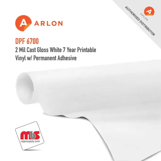 Arlon DPF 6700 Cast Gloss White 7 Year Printable Vinyl w/ Permanent Adhesive